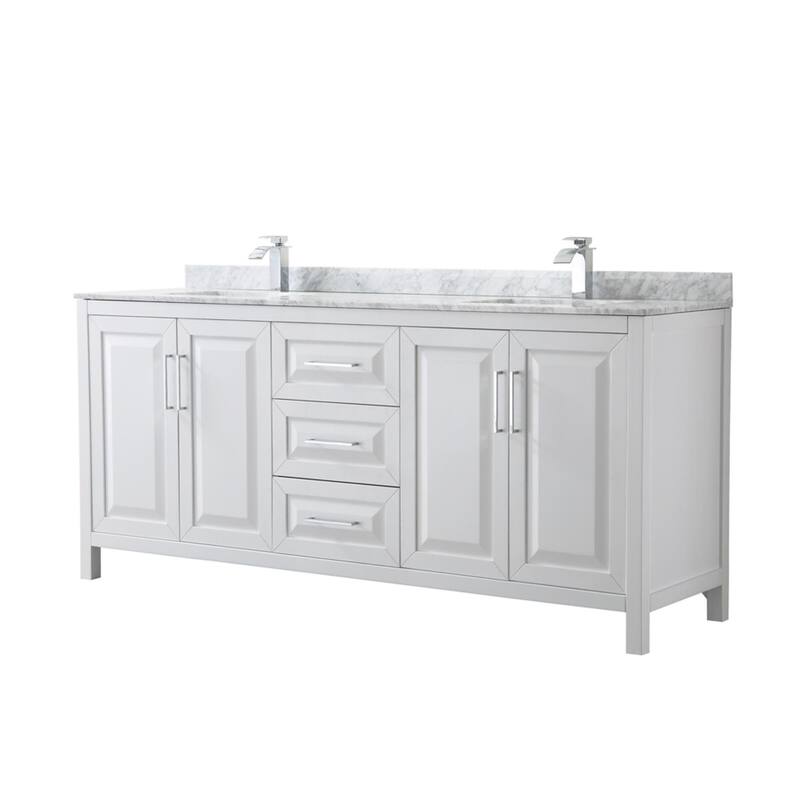 Wyndham Collection Daria 80" Free Standing Double Vanity Set with MDF - White / White Carrara Marble Top / Polished Chrome - Painted