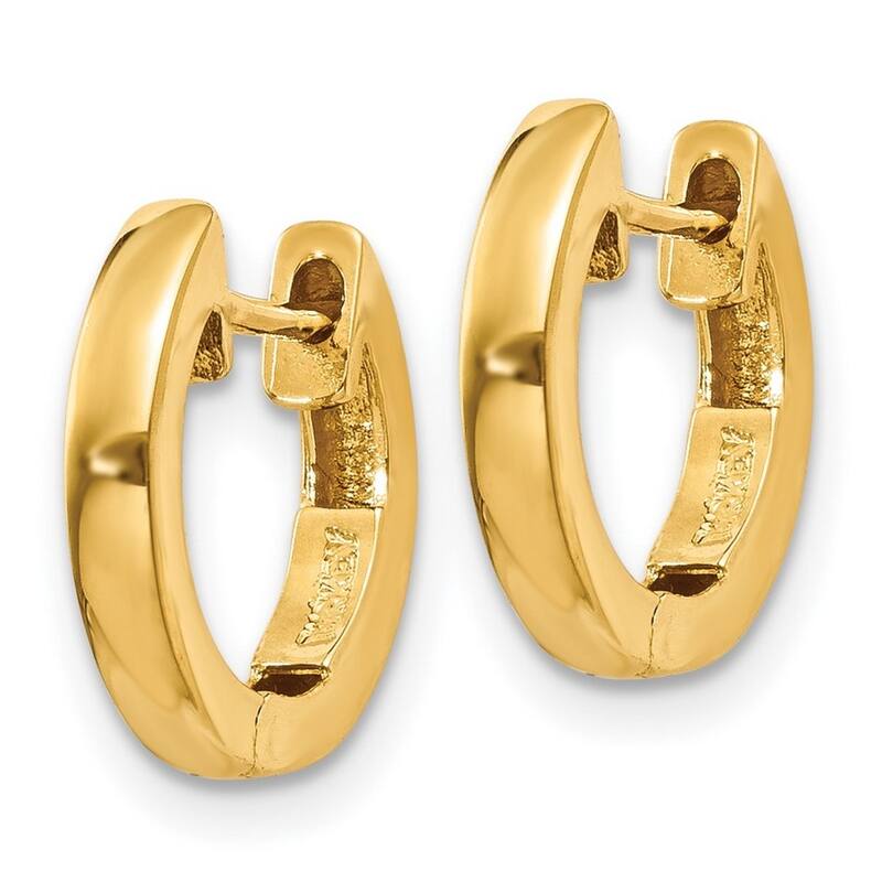 Curata 14k Yellow Gold 2x9mm Polished Hinged Hoop Earrings