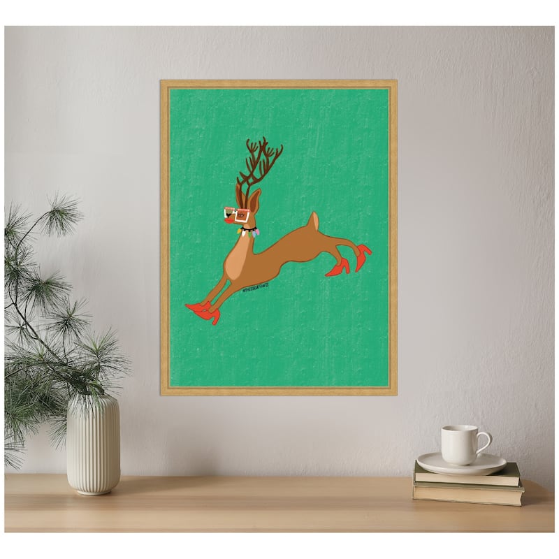 Kate and Laurel Sylvie Framed Canvas Rudolph Red Heel by Kendra Dandy