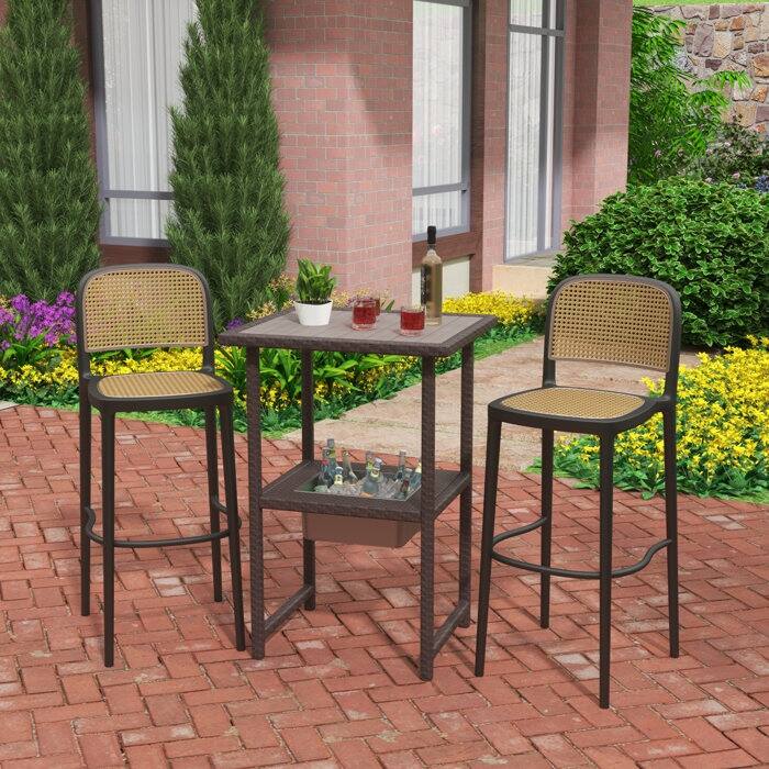 Rectangular 21.7'' L x 24.6'' W Outdoor Bar Table