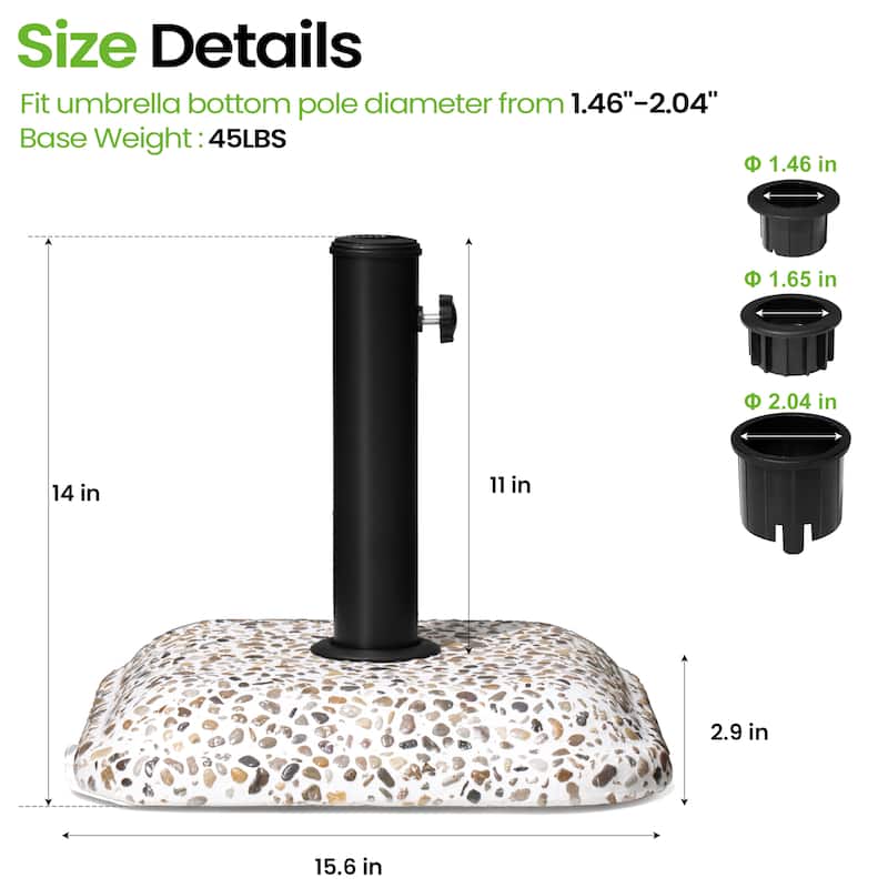 Outdoor Patio Square Umbrella Base Concrete-cobble Finish
