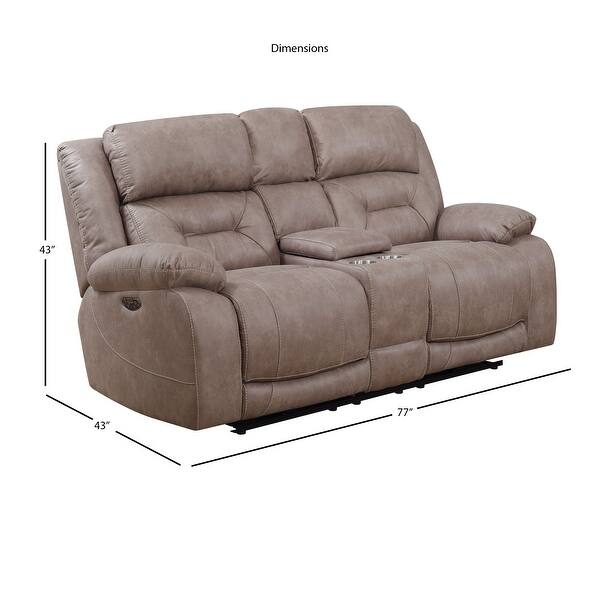 dimension image slide 0 of 2, Asbury Power Reclining Loveseat with Console by Greyson Living