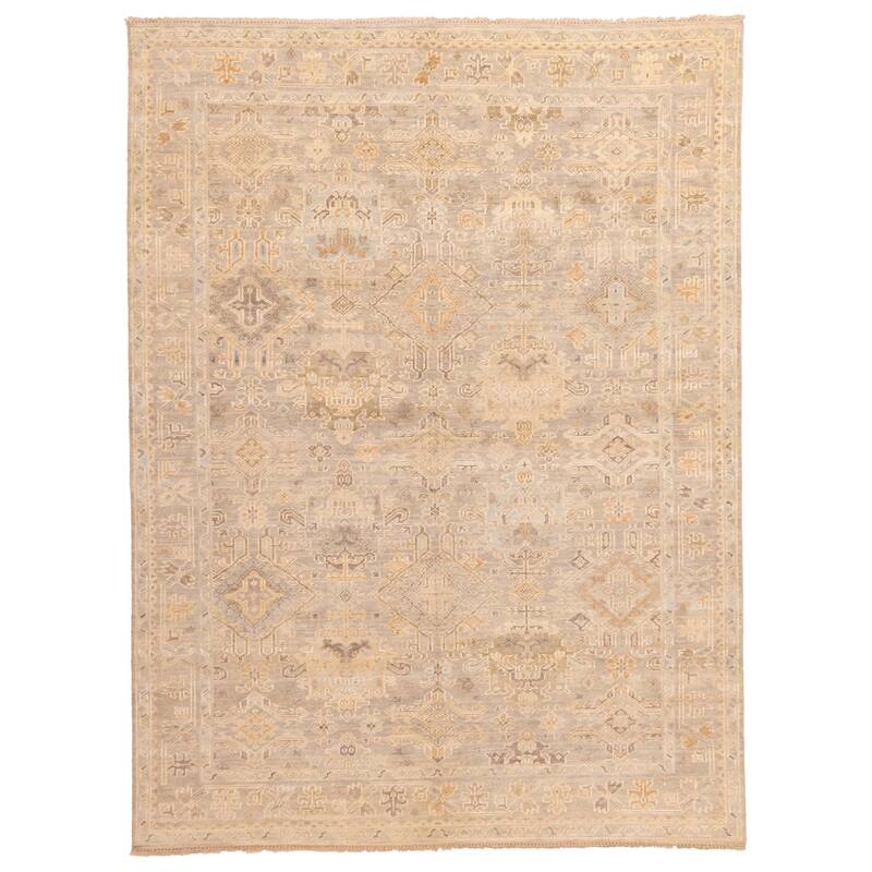 ECARPETGALLERY Hand-knotted Kavya Oushak Grey Wool Rug - 9'0 x 12'0