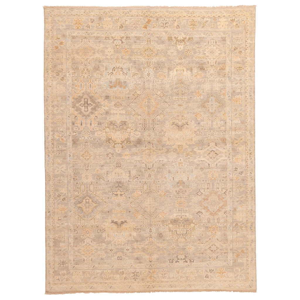 ECARPETGALLERY Hand-knotted Kavya Oushak Grey Wool Rug - 9'0 x 12'0