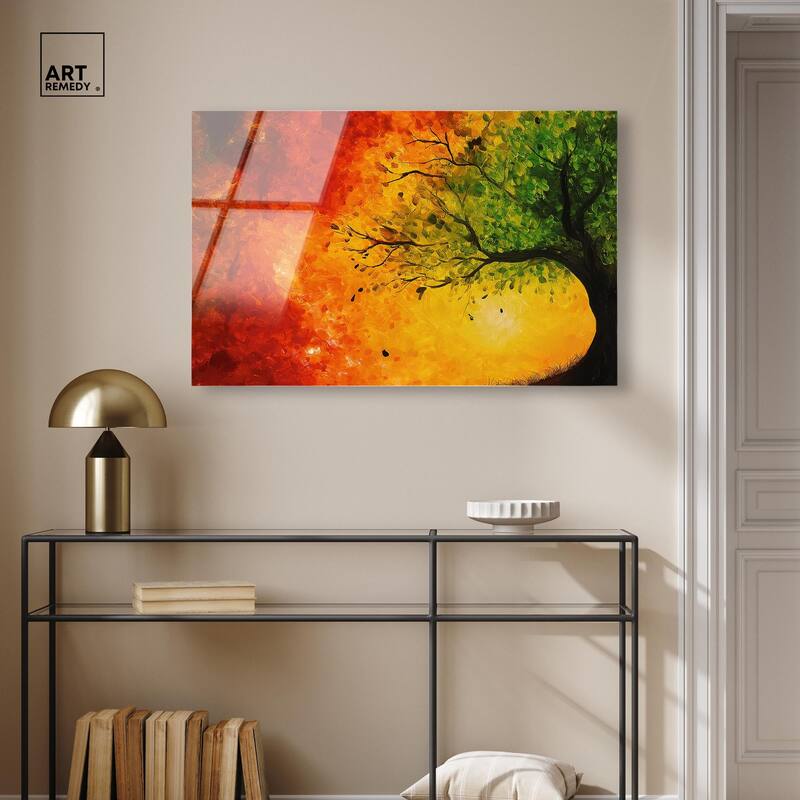 Fire and Ice Tree I Acrylic by Art Remedy, Ready to Hang