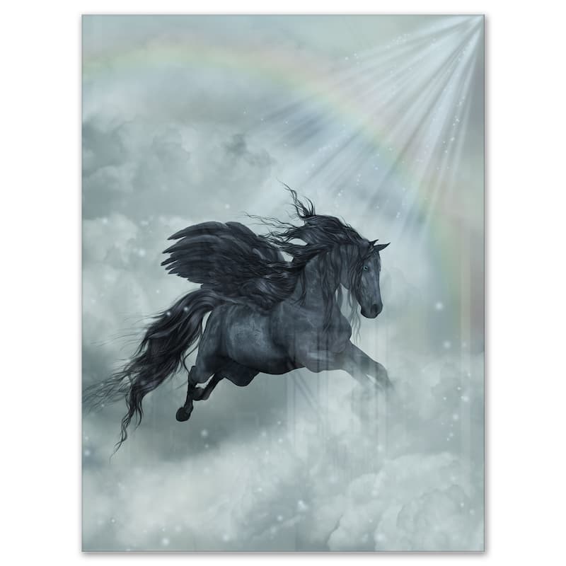 Pegasus in the Heaven - Animal Art Glossy Metal Wall Art - 12 in. wide x 20 in. high