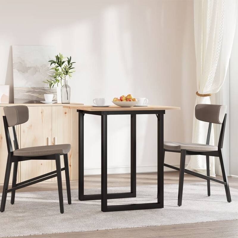 vidaXL Dining Table O-Frame Side Accent Coffee Table Solid Wood Pine and Steel