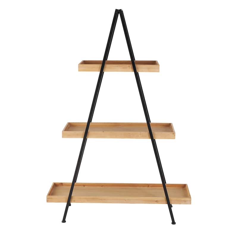 Black Metal 3 Shelf Shelving Unit with Black Metal Triangle Frame
