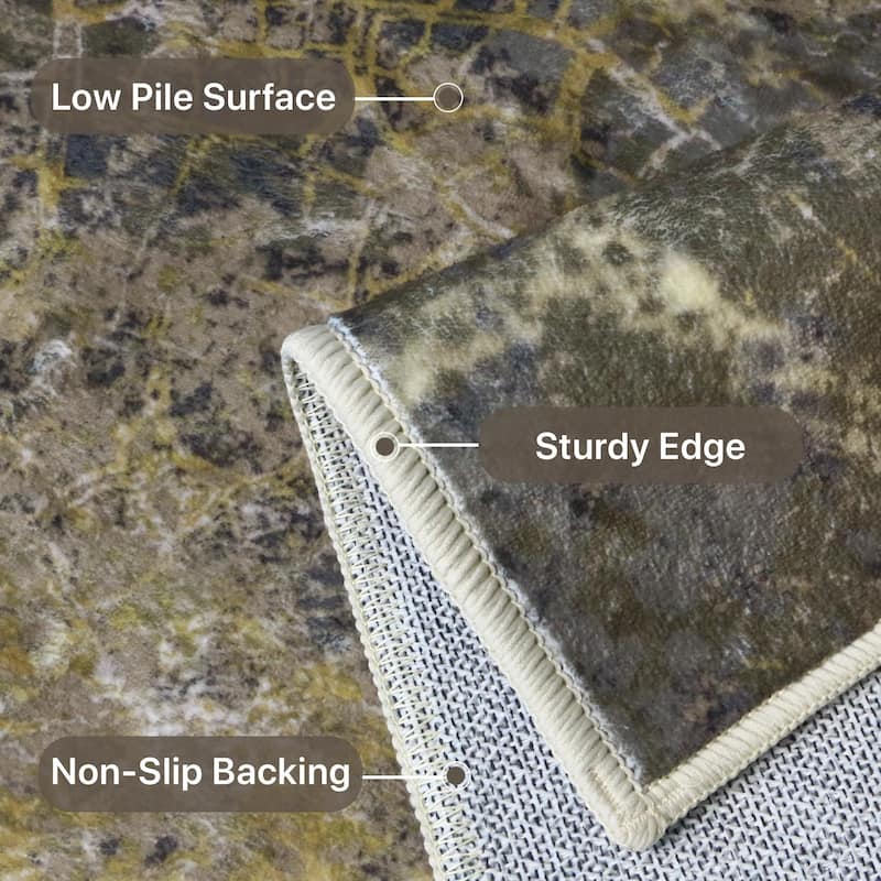 Mcow Modern Machine Washable Low Pile Lightweight Soft Print Area Rugs - 8'X10'