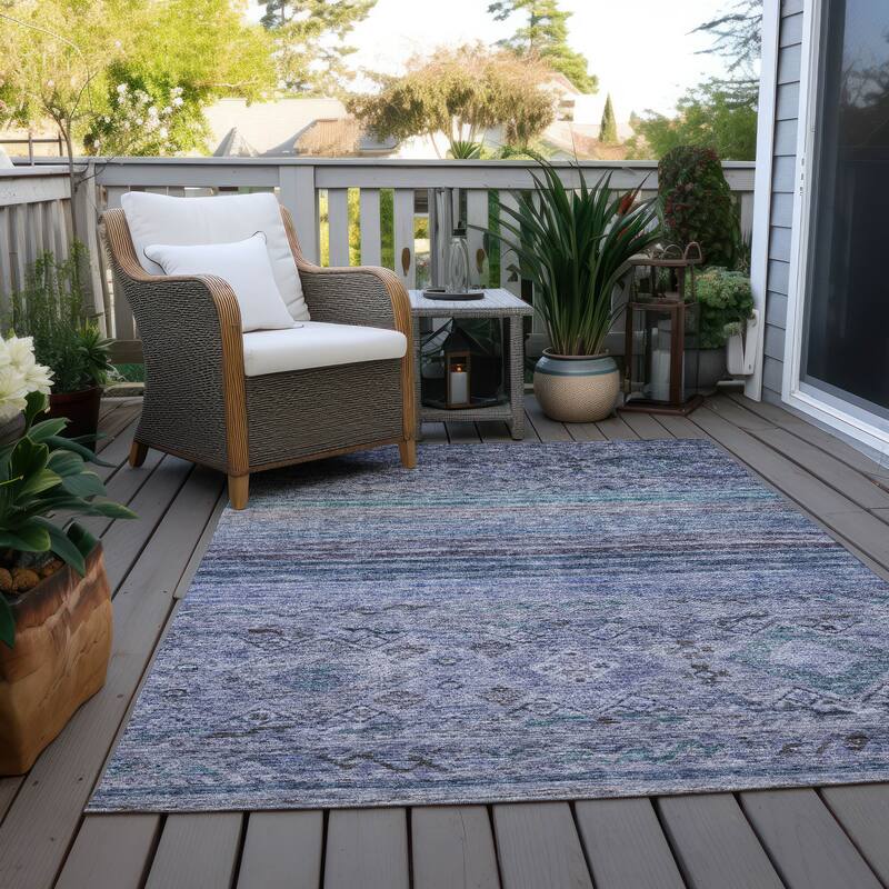 Machine Washable Indoor/ Outdoor Boho Moroccan Chantille Rug