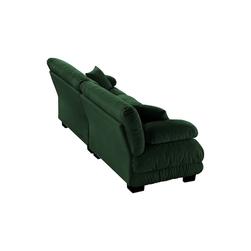 Cloud Couch 2 Seater Sofa for Living Room, Chenille 2 - Seat sofa with 2 Lumbar pillows and 2 throw pillows,Chenille Green