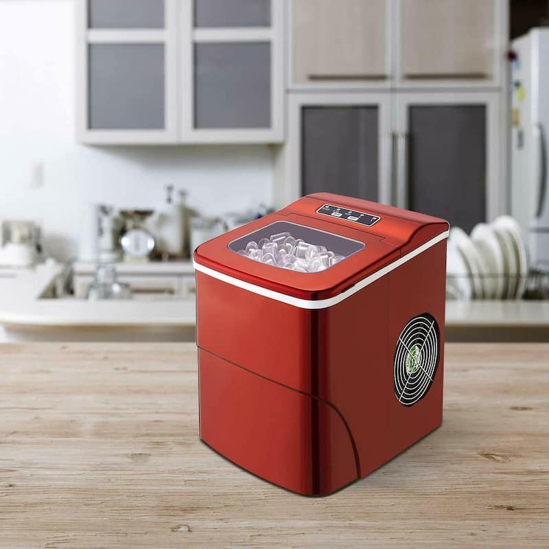 Portable Red Ice Maker Machine Countertop 26Lbs/24H 2 Sizes(S/L) w/ Scoop Home - 68 oz