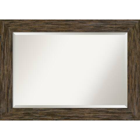 Beveled Wood Wall Mirror - Fencepost Brown Frame