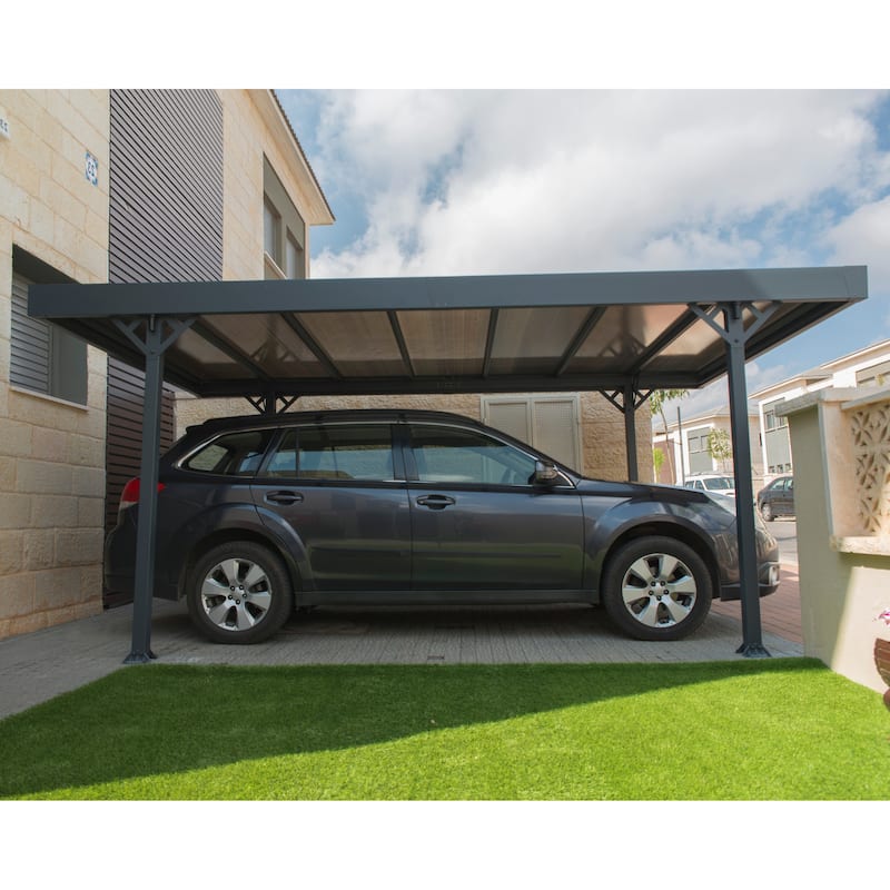 Palma 10 ft.x 16 ft. Carport Kit - Grey Structure & Twin Wall Panels - 10 ft.x 16 ft.
