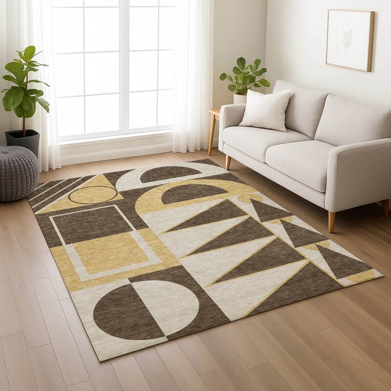 Machine Washable Indoor/ Outdoor Modern Crowley Chantille Rug