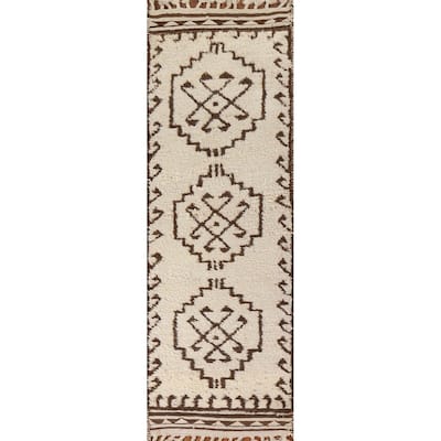 Turkish Anatolian Runner Rug Hand-knotted Beige Wool Carpet - 3'2"x 11'11"