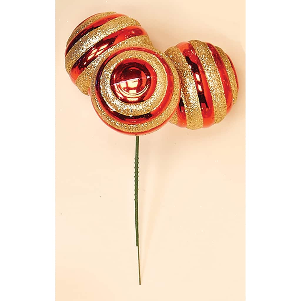 2.25" Plastic Ball x 3 on Pick, Set of 12 - 8"