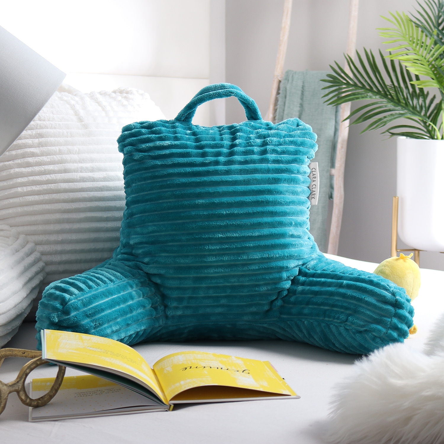 Clara Clark Cut Plush Striped Reading Pillow Back Support