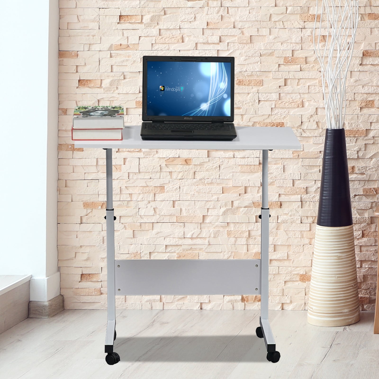 Adjustable Steel & Chipboard Side Table with Baffle - Sturdy, Stylish, and Space-Saving Design