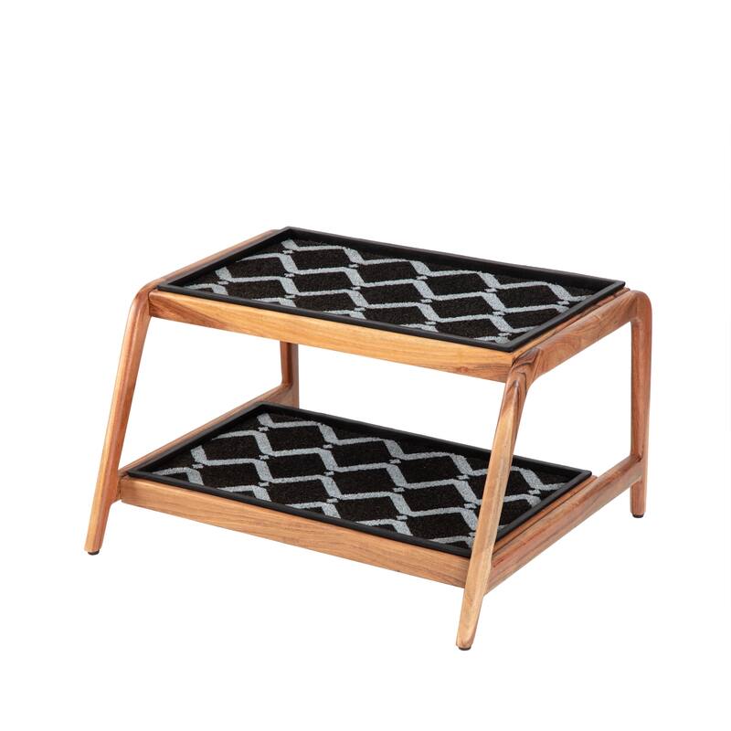 Jani Double-Tier Natural Stand 2-Pair Rubber Boot Trays - San Tropez