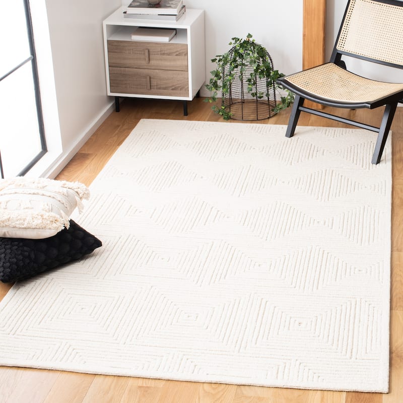 SAFAVIEH Handmade Textural Nane Wool Rug - 9' x 12' - Ivory - Rectangle