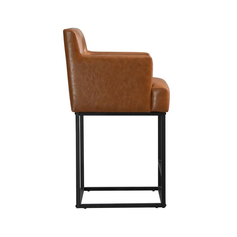 House Hold Counter Height Bar Stools Set of 2,Modern Square PU Bar Stool
