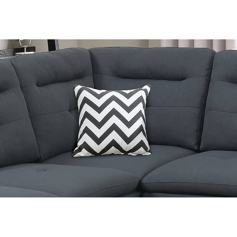 Bobkona Zane Linen 3-piece Sectional Set with Cocktail Ottoman