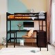 preview thumbnail 38 of 55, Full Size Wooden Loft Bed with Desk and Shelves, Space-Saving Design Espresso