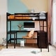 preview thumbnail 1 of 7, Full Size Wooden Loft Bed with Desk and Storage Shelves Espresso
