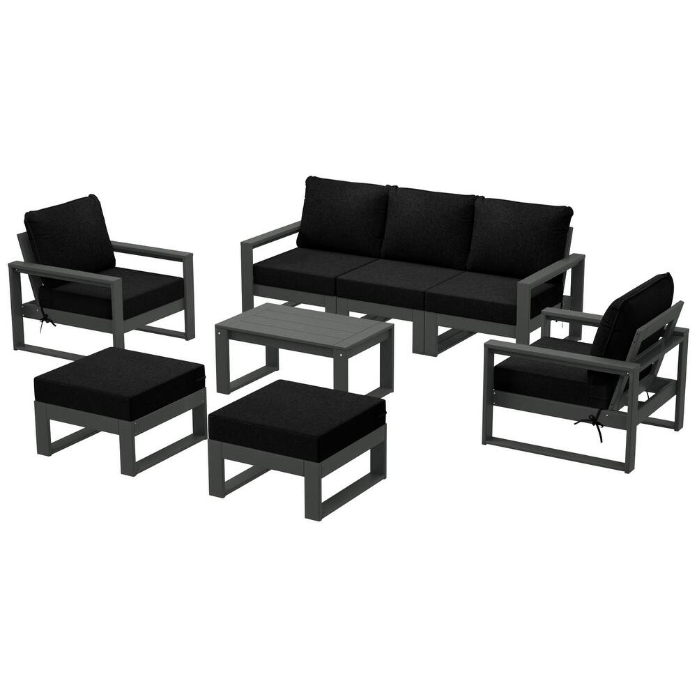 Endless Patio Sectional 8-Piece Lounge Sofa Set with Gray Frame