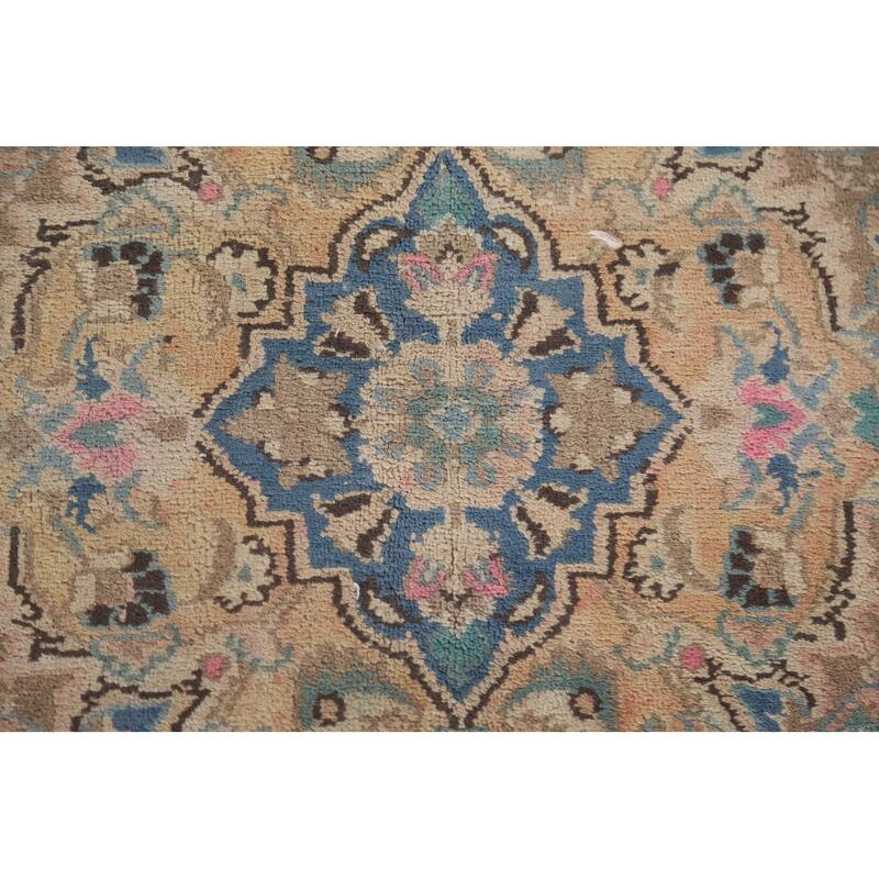 Hand Knotted Oriental 100% Wool Carpet Traditional Floral Oranges & Rust Mashad Area Rug - 11' 2'' X 8' 1''
