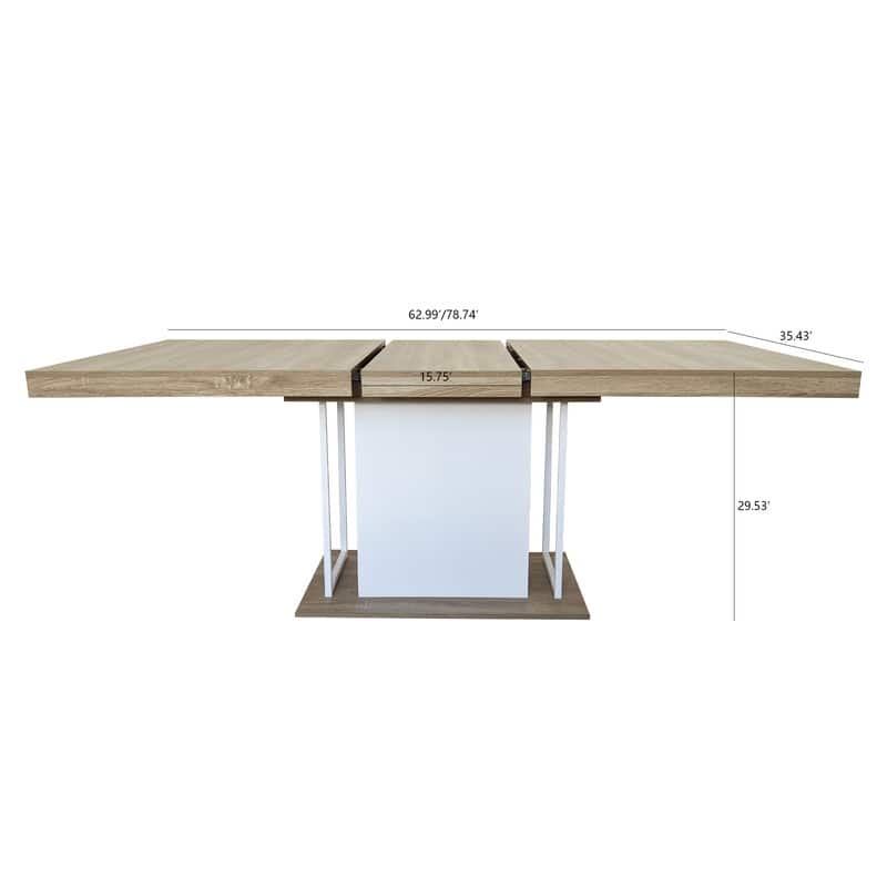 Rectangle extendable dining table for 6-10 people aged effect wood