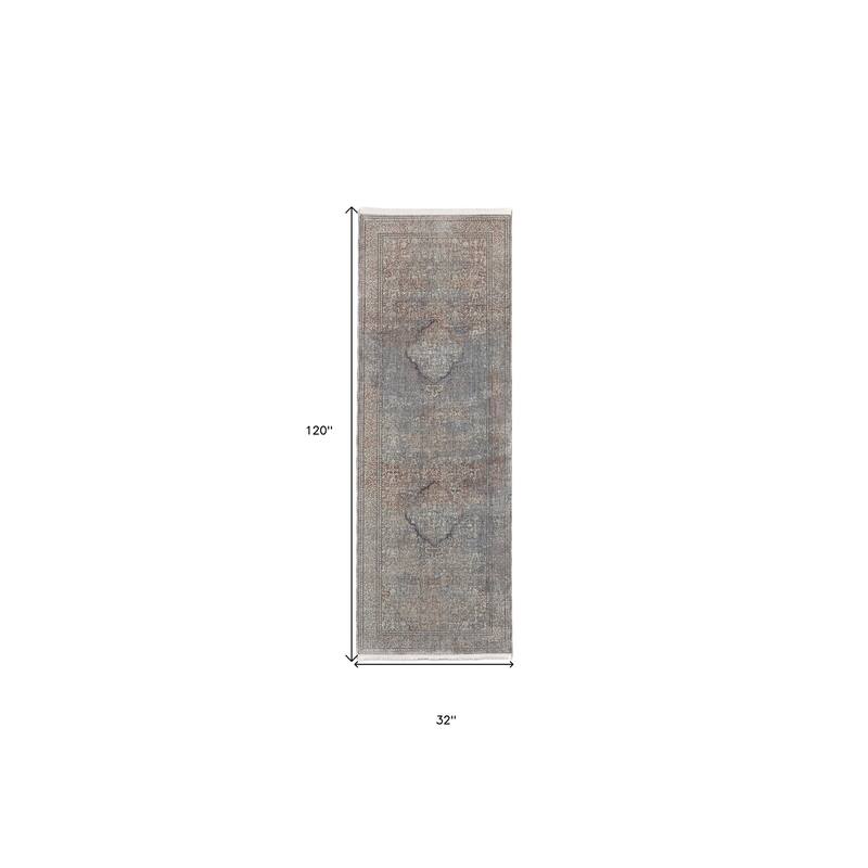 Wejac Power Loomed Floral Traditional Stain Resistant Low Pile with Fringe Area Rug By HomeRoots - 10' Runner