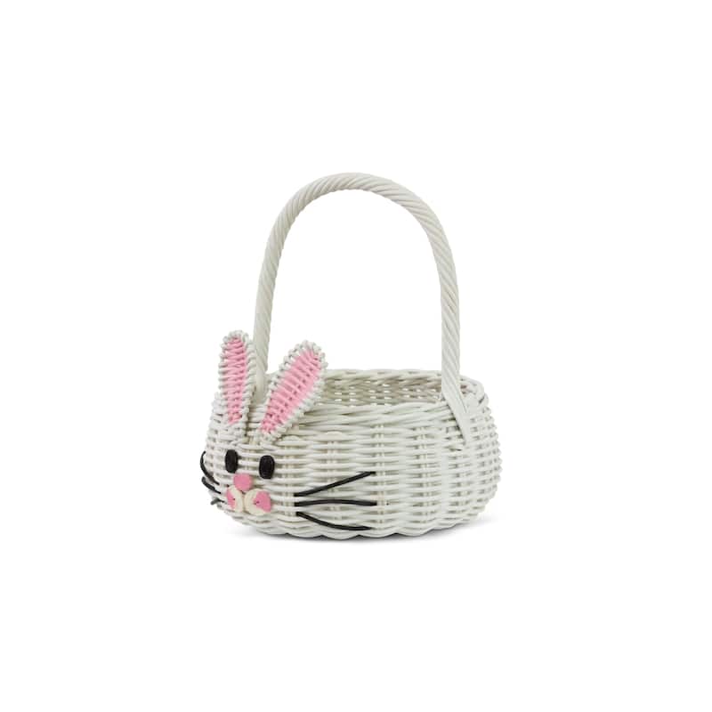 Hand Woven Bunny Rattan Wedding Flower Girl Basket Easter Bin Home Decor Cute Handmade Handcrafted Nursery Gift Animal Storage