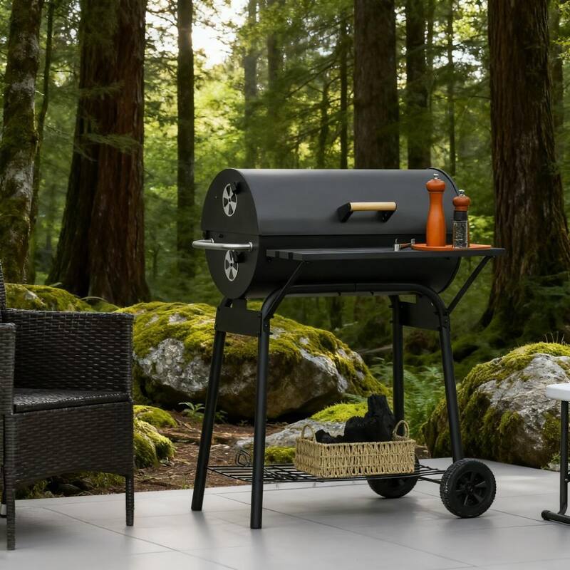 GDFStudio - Carbon Steel Portable Charcoal BBQ Grill with Wheels