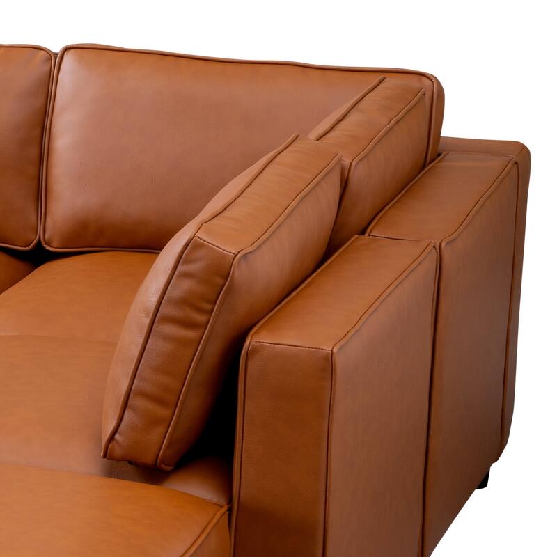 Magnus Mid-Century Modern Modular Sectional Leather Sofa