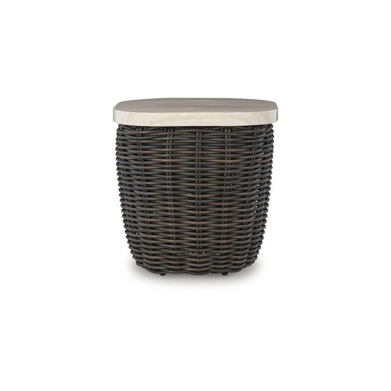 Signature Design by Ashley Kimora Beige/Dark Brown Outdoor End Table - 22.5" W x 22.5" D x 23" H