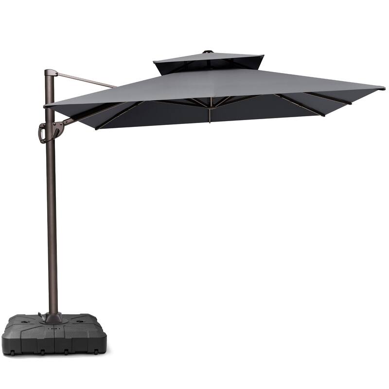 9 x 12 ft Outdoor Double Top Patio Cantilever Umbrella with Base