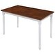 preview thumbnail 6 of 6, Retro Farmhouse Solid Wood Kitchen Dining Table Breakfast Nook, Cherry and White