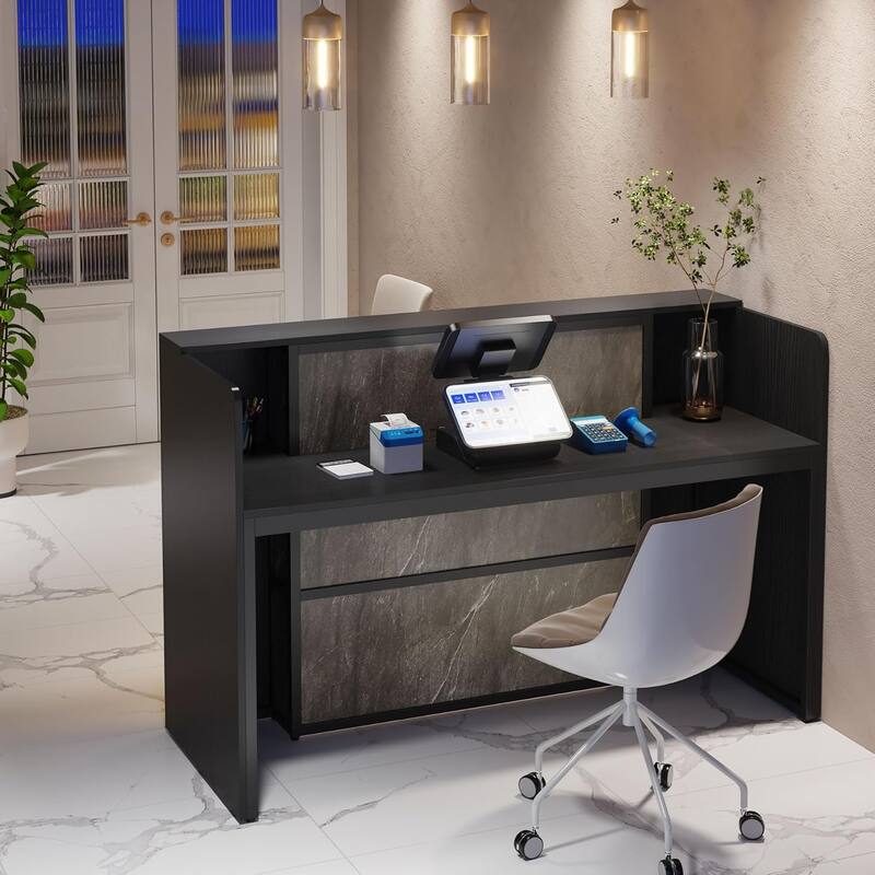 63" Reception Desk & Lectern Podium, Front/Checkout Counter & Conference Speaker Desk for Lobby, Retail, Church, Office