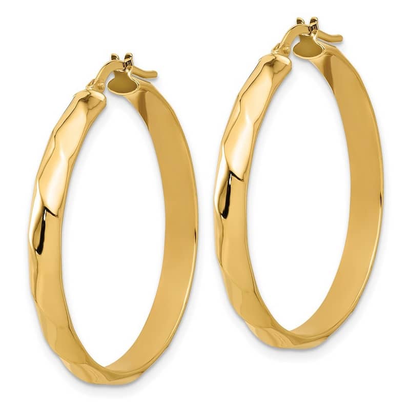 Curata 14k Yellow Gold Polished Twisted Round Hoop Earrings - 36x33.69mm