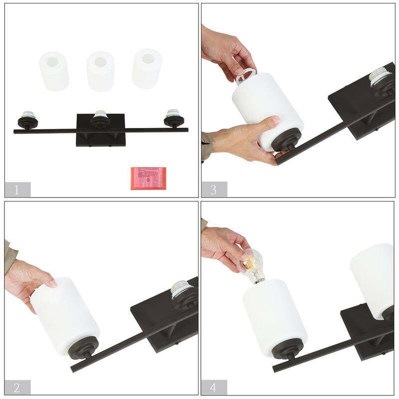 Modern Farmhouse 3-Light ORB Bathroom Vanity Light White Frosted Glass Wall Sconce - L 23" x W 6" x H 7.5"