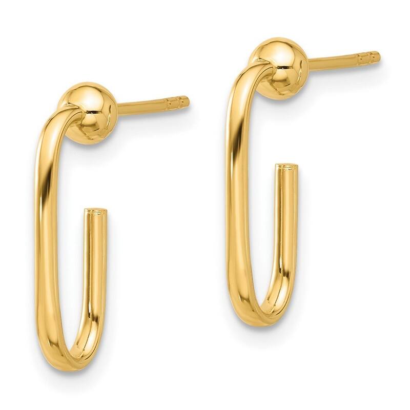 Curata 14k Yellow Gold Polished 18.3x1.75mm J Hoop Post Earrings