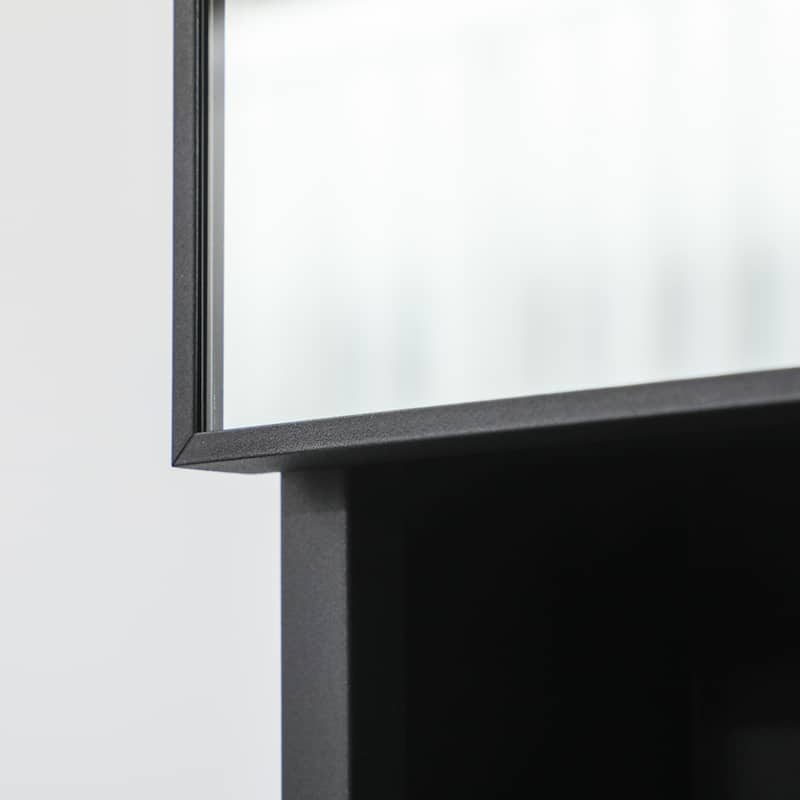 Jet Black Wall-Mount Bathroom Storage Mirror Cabinet with Double Doors and Multi-Tier Shelves - 23.5" W x 5.25" D x 27.5" H