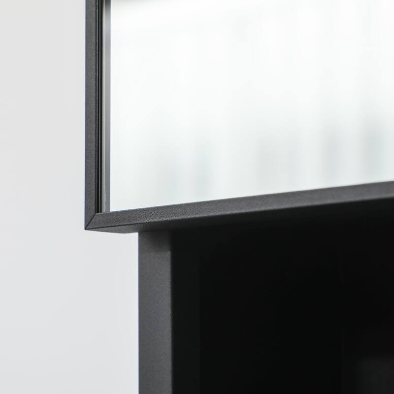 Wall-Mounted Bathroom Medicine Cabinet with Double Doors, 4 Storage Shelves, and Black Stainless Steel Frame - 5.3X23.5 in