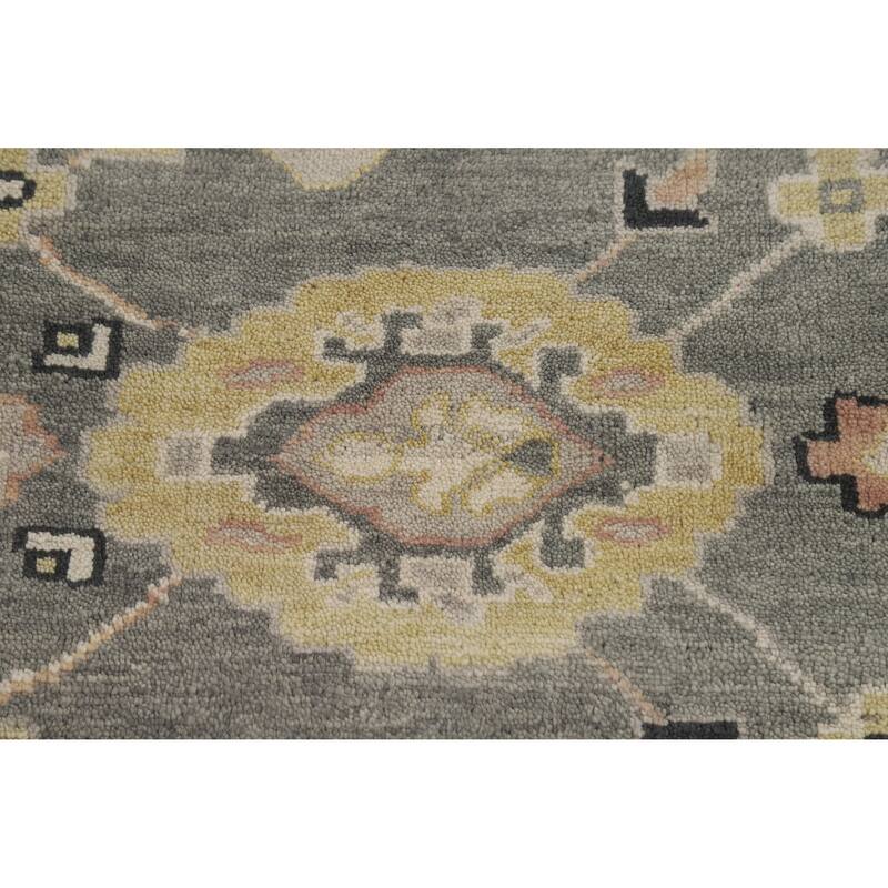Gray Oushak Indian Area Rug Handmade Geometric Wool Carpet - 8'4" x 11'10"
