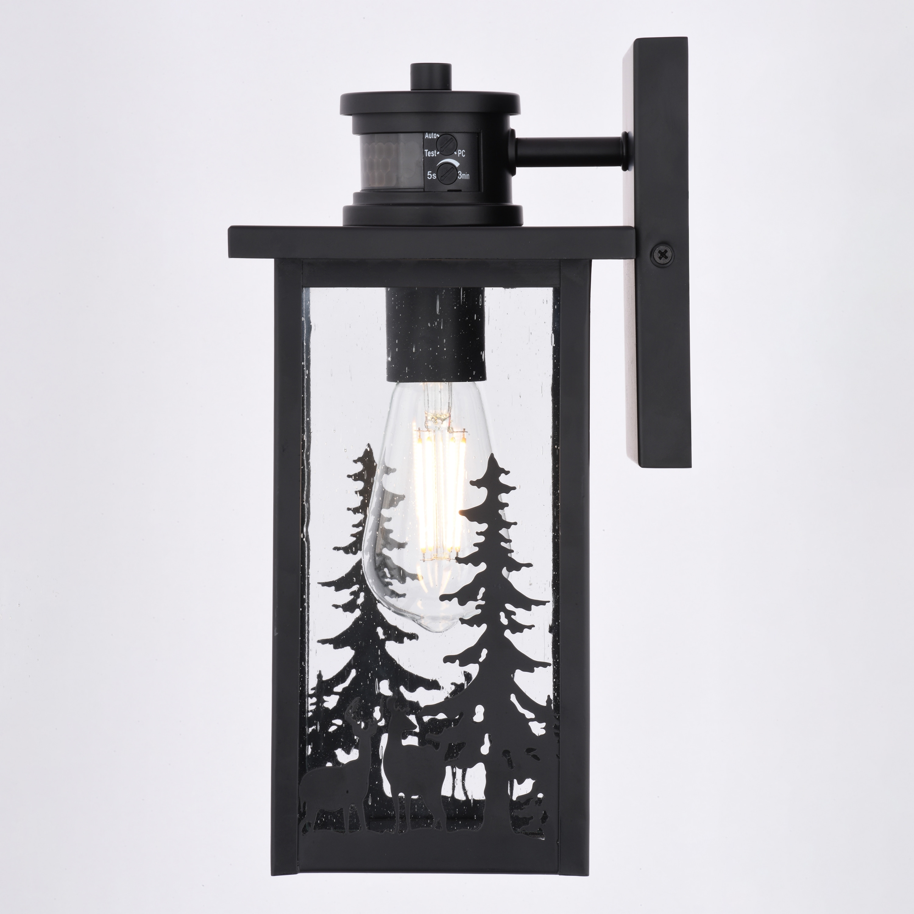 VAXCEL Acadia Matte Black Rustic Wildlife Motion Sensor Dusk to