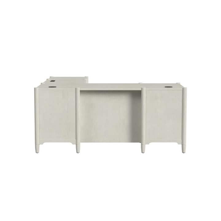 Executive Wood Double Pedestal L-Desk, Corner Table, Office Storage, White