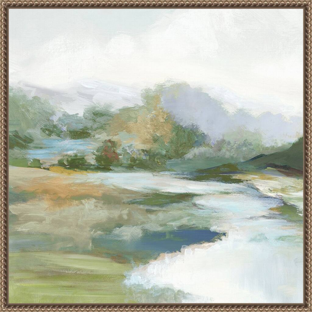 Gentle Hills and Flowing Stream by PI Studio Framed Canvas Wall Art Print