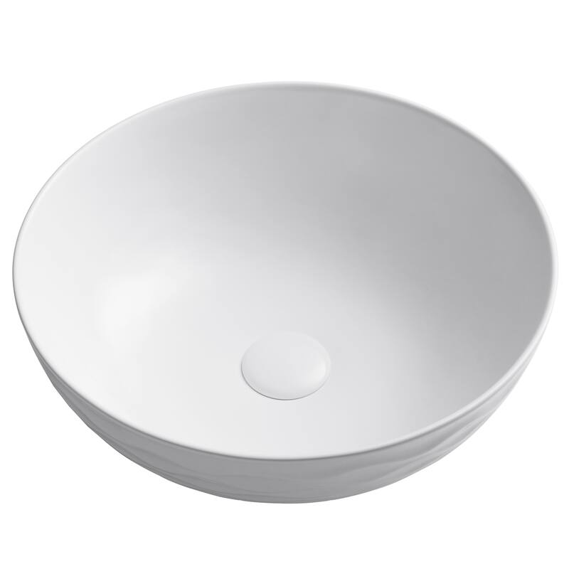 KRAUS Viva 16 1/2 inch Round Porcelain Ceramic Vessel Bathroom Sink